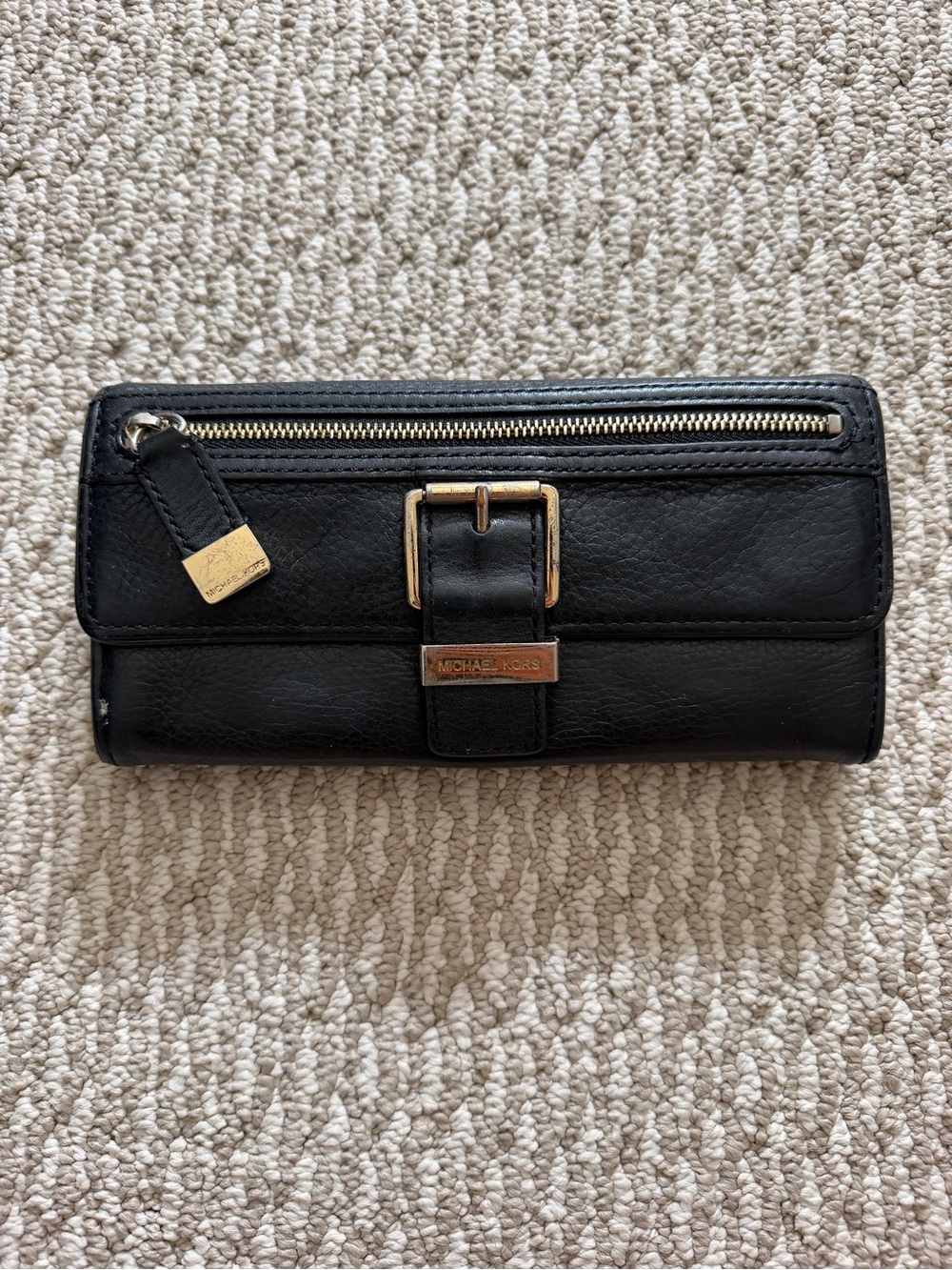 Michael Kors Black Leather Wallet with Gold Hardware